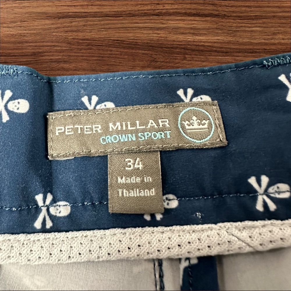 Peter Millar Crown‎ Sport Mens Golf Shorts Blue Skull Print Size 34 - Picture 4 of 8